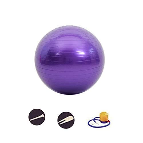 DAZISEN Exercise Yoga Ball - Exercise Ball Anti-Burst Core with Pump Suitable for Yoga, Balance, Workout, Fitness, Purple-4, 75CM