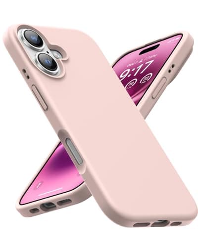 OuXul Designed for iPhone 16 Case,Shockproof Liquid Silicone Protective Phone Case with Soft Anti-Scratch Microfiber Lining Ultra Slim Drop Protection Phone Cover 6.1 inch(Pink Sand) Cellular phone case