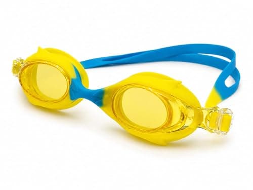 Kids Swimming Goggles, Pink and Yellow, Adjustable Strap, Anti-Leak, for Pool and Beach Safety glasses