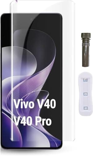 Compatible with Vivo V40 UV Glass 3D Curved Edges Full Cover Tempered Glass Edge to Edge Full Screen Protector Anti-Scratch and Anti-Smudge Coverage for Vivo V40