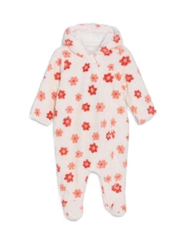 LC WAIKIKI Hooded Floral Printed Baby Girls' Plush Jumpsuit
