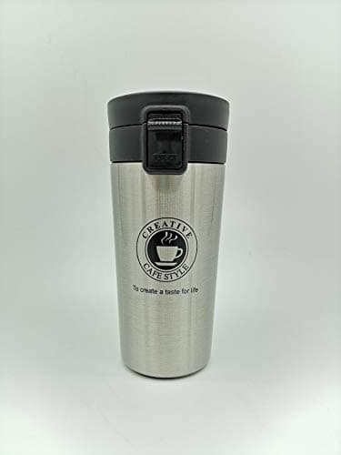 Korean version portable vacuum Travel Coffee Mug stainless steel Thermos Tumbler Cups Vacuum Flask Water Bottle Tea Mug with cover380ML Silver Drinking cup