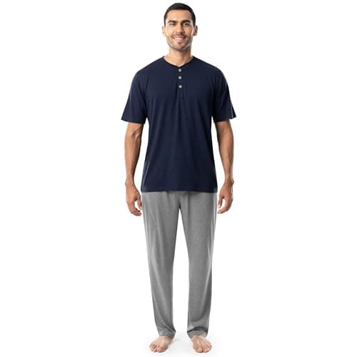 Fruit of the Loom mens 2-piece Jersey Knit Pajama Set Pajama Set