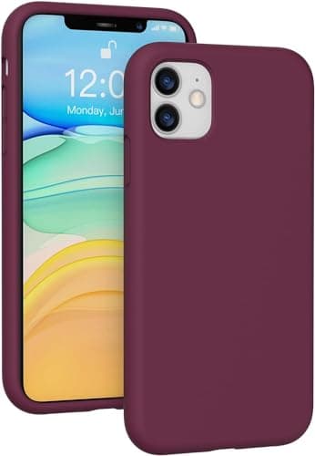 ELMO3EZZ iPhone 11 Case, Full Covered Shockproof Phone Case Flexible Liquid Silicone Gel Rubber Cover, Slim Fit Protective Phone Case 6.1 inch with Soft Anti-Scratch (Wine Red) Cellular phone case