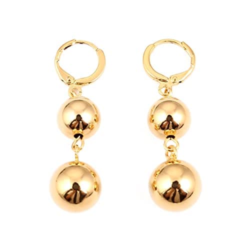 21K Gold Plated Oriental Vintage Bohemian Gypsy Earrings Rund Dangle Ball for Women/Girls By Julia Store