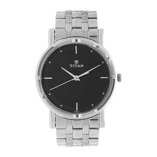 Titan Black Dial Stainless Steel Strap Watch 1639SM02