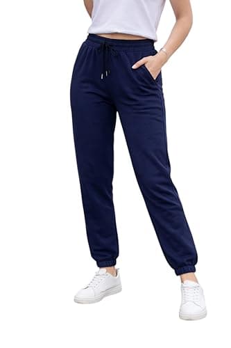 Miza Women's Sweet Pants Summer Milton Imported Elastic Cotton High Waist With Drawstring Side Pockets Solid Elastic In The Leg