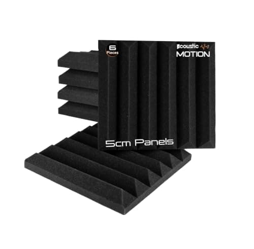 ACOUSTIC MOTION® Acoustic Panels-Sound Proof WEDGES Panel With Self-Adhesive Set Of 6 5X30X30Cm Dark Grey for sound treatment.Basic for recording,Studio and Acoustic Room Treatment. Sound and recording equipment