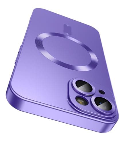 LEKEVO Magnetic for iPhone 15 Case [Compatible with MagSafe][Built-in Camera Lens Protector] Slim Soft Silicone Bumper Shockproof Metallic Shine Phone Case (Purple) Cellular phone case