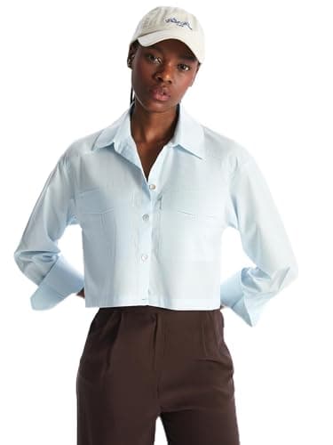 LC WAIKIKI Loose Fit Women'S Poplin Shirt, 2Xl - Blue