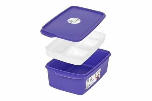 Lunch Box 4 Compartments 1L Capacity with Sauce Cup Airtight Lid Leakproof Food Storage Container for Meal Prep Daily Use 255x155x55mm Meal holder
