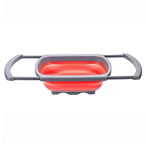 Collapsible Colander, Silicone Washing Basket Strainer, Drainer with Handle Kitchen Tool Food strainer