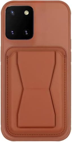 3M Store Leather Case Compatible for SAMSUNG NOTE 10 LITE Shockproof Leather Back Card Storage & case built-in Stand PU leather for a stylish look, comfortable grip (Brown) Cellular phone case