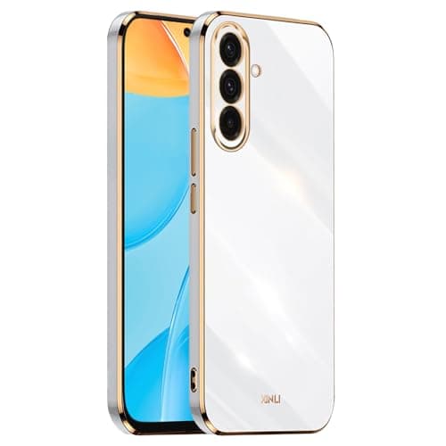 HONLEN Case for Samsung Galaxy A36 5G (6.7 inches), Soft TPU Silicone Case, Electroplating Frame Design - White Cellular phone case