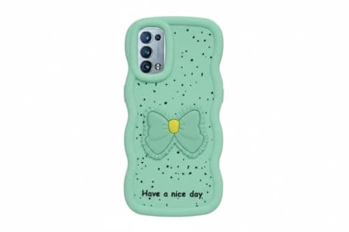 Compatible Case with Reno 6 Pro, [Drop Protection] 3D Bow Pattern Soft TPU Shockproof Phone Case Full Body Protection (Mint Green) Cellular phone case