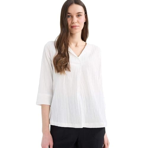 DeFacto Womens Traditional Regular Fit Kaçik Yaka 3/4 Sleeve Woven Top Long Sleeve Blouse Blouse (pack of 1) Shirt