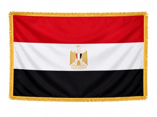 Egypt National Flag Indoor Outdoor Display Banner Premium Fabric Decorative Hanging For Home Office School Events Celebrations Patriotic Wall Decoration Flag - Gold Felt - No Pole 135 x 80 CM