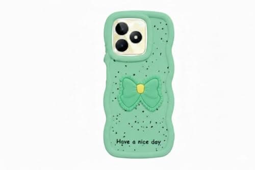 Compatible Case with Realme C53, [Drop Protection] 3D Bow Pattern Soft TPU Shockproof Phone Case Full Body Protection (Mint Green) Cellular phone case