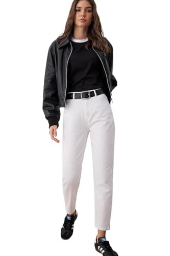 Trendyol Womens Weiß High Waist Mom Jeans Twoaw24je00076 Jeans (pack of 1) Pants