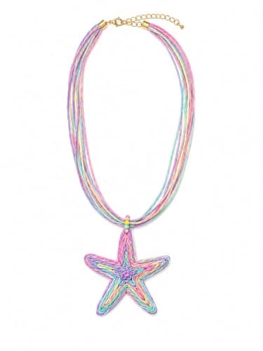 Woven Starfish Necklace with Braided Cord, Handcrafted Pendant, Beach-Inspired, Lightweight