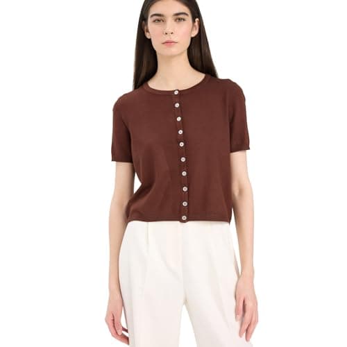 DeFacto Womens Regular Fit Crew Neck SHORT SLEEVE Tricot Cardigan E5770AX Cardigan (pack of 1) Sweater