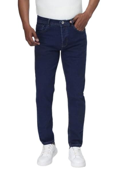 TiE HOUSE Men's Slim Fit Jeans, Blue, Size 32, Casual and Semi-Formal Straight Leg Denim Trousers Pants