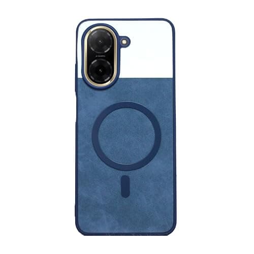 Compatible With Luxury Leather Back Case With Wireless Charging And Electroplated Shockproof Camera Frame For (Redmi A5). (Blue)