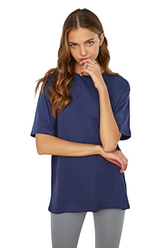 Trendyol Women 100% Cotton Crew Neck Boyfriend Knitted T-Shirt TWOSS20TS0134 T-Shirt (pack of 1)
