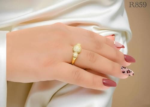 3 Diamonds 292474661779509 Gold-Plated Ring with Triple Dome Zircon Design – Elegant & Bold Statement