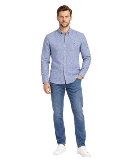 50010890 -Light blue-M wahdan New Linen Shirt for Men - Light blue, Size M