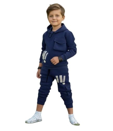 Miza Kids Tracksuit, Milton Cotton Hoodie and Pants, Sizes 4-10 Years, Available in Beige, Navy, Brown and Olive Track suit