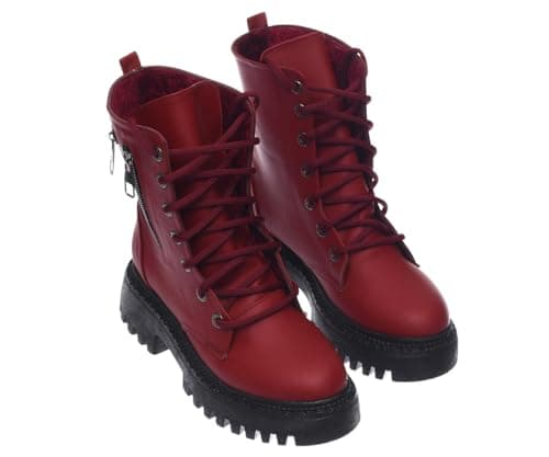 B&W womens B&W-W063-Burgundy Sneaker Boot