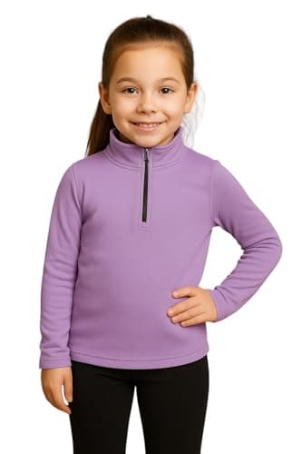 MEZA Girls Dri-FIT Sports T-shirt Half Zip High Neck Long Sleeve School Sports T-Shirt