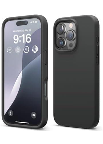 Premium Liquid Silicone Case Compatible with iPhone 16 Pro Case, Full Protective Case, Shockproof Case, Slim Case, Anti-Scratch Microfiber Lining (Black) Cellular phone case