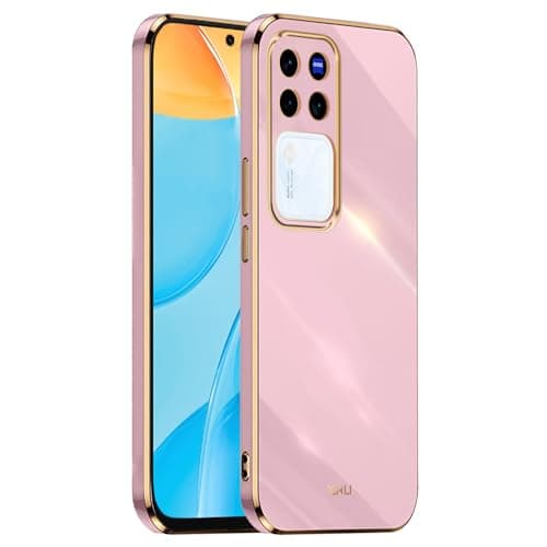 EASSGU Galvanised Frame Mobile Phone Case for Vivo V30 Pro 5G (6.8 Inches), Soft TPU Silicone Protective Case - Purple Cellular phone case