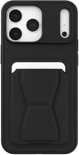 Leather Case Compatible with For iphone 17 Pro Max Shockproof Leather Back Card Storage & Case Built-in Stand PU Leather for Stylish Look, ComFortable Grip (Black) Cellular phone case