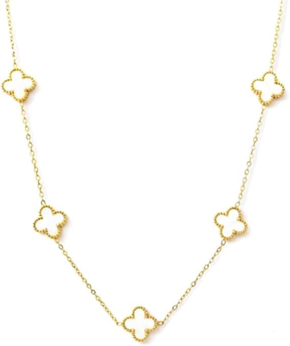 USHOP 18K Gold Plated Stainless Steel Pendant Necklace Fashion Luxury Clover Pendant Necklace Gift for Women