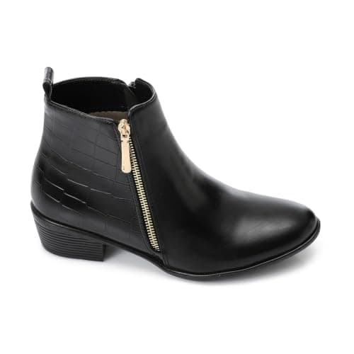 Croc Panel Side Zipper Ankle Boots -1515 | Women's Classic Have Boots