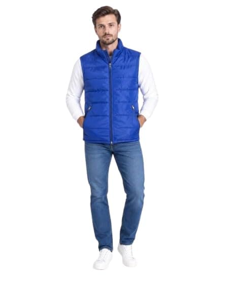 WAHDAN Men's Quilted Puffer Vest, Zip-Up Sleeveless Jacket 490607092-Navy Blue XXXL