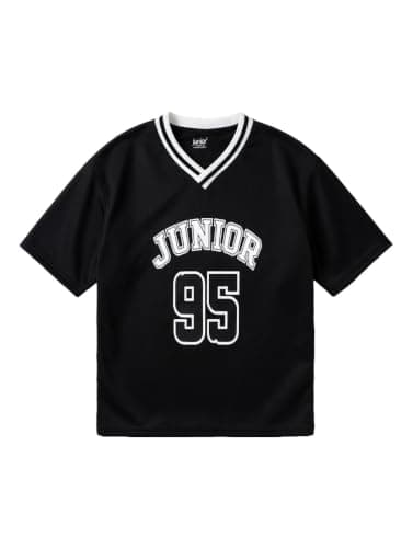 Junior Girls Oversized Activewear T-Shirt – Short Sleeve Athletic Sports Top for Gym, Dance & Everyday Wear, Black, 08