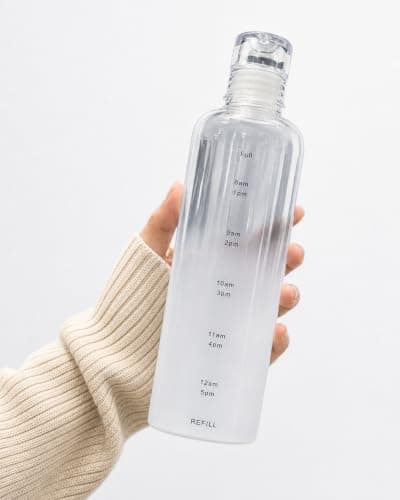 Water Bottle with Hourly Time Markers 500ml - Sport Water Bottle, Leak Proof lid & Reusable, BPA Free, Motivational Flask with Wide Mouth (White)
