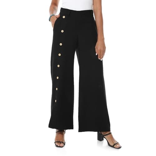 Azul Womens Casual Pants Azul Buttons On One Leg Lenin Pants