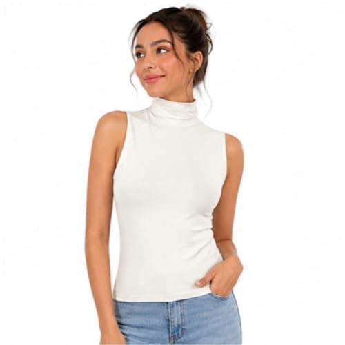 Women's Sleeveless Mock Turtleneck Top | Slim Fit, Stretch Fabric, Casual Wear, Layering Essential, Solid Colour