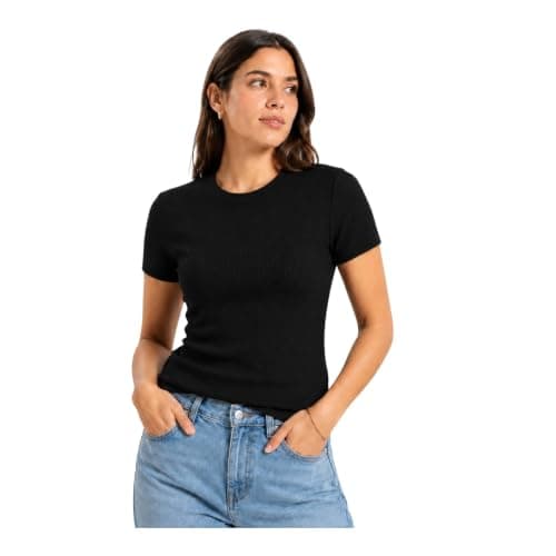 Womens Plain T Shirt Casual Soft Short Sleeve Top Comfortable Everyday Outfit for Work University and Daily Wear