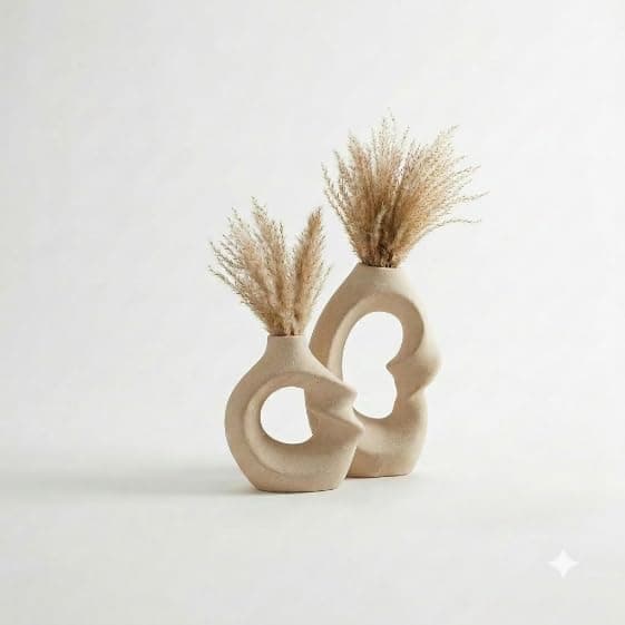 Decorative Vase Set of 2, Elegant and Modern Flower Arrangement, Artificial Plants for Reception Decor, Living Room, Bedroom, Home Decor