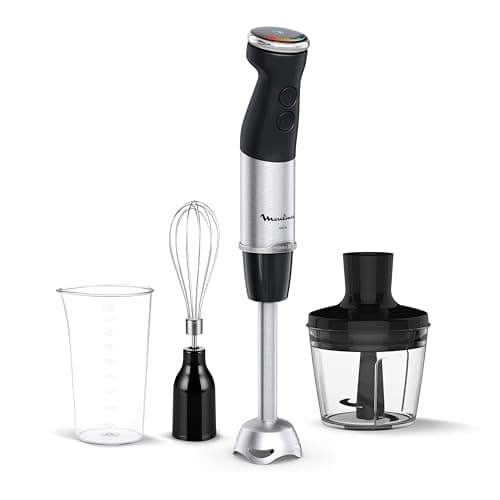 Moulinex Quickchef+, Hand Blender, 3IN1,1000W, Chopper 500ML, Beaker 800ML, 20 Speeds, Stainless Steel Foot - DD673810 Food blender