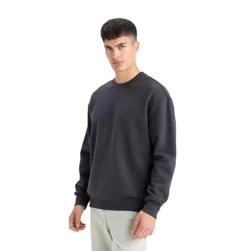 DeFacto Mens Casual Relax Fit Crew Neck Knitted Sweat Shirt T5139AZ Sweat Shirt (pack of 1) Sweatshirt