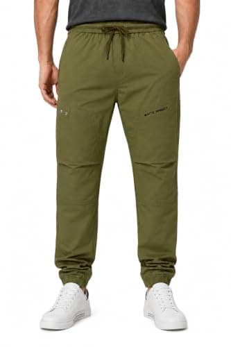 White Rabbit Men Slip On Plain Practical Joggers - Olive