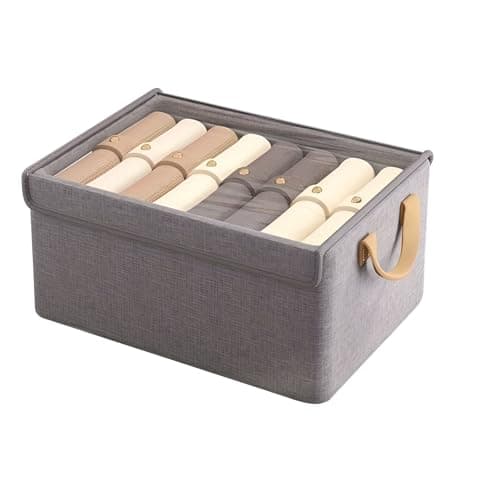 Large Foldable Storage Box with Clear Lid and Metal Brackets - Fabric Handles for Easy Carrying - Practical and Stackable - Ideal for Organizing Clothes, Toys, Papers and More
