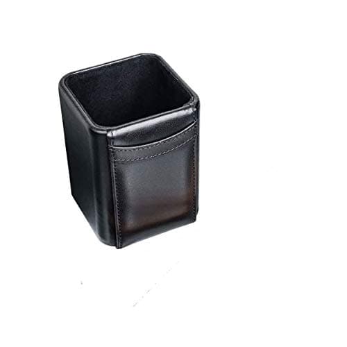 Wood Arts Universe Black Leather Pencil Holders WAUCUST1400, W 3.25 Inch x L 3.25 Inch x H 4.25 Inch Caddy